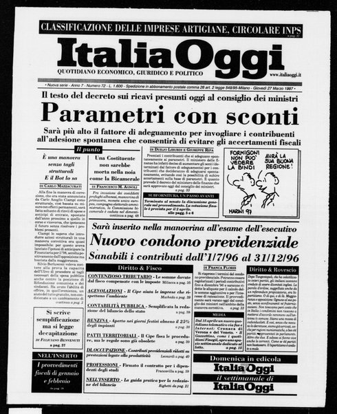 Italia oggi : quotidiano di economia finanza e politica